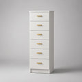 White 6-Drawer Tall Storage Chest with Gold Steel Handles, 23.6 x 15.7 x 55.1 in