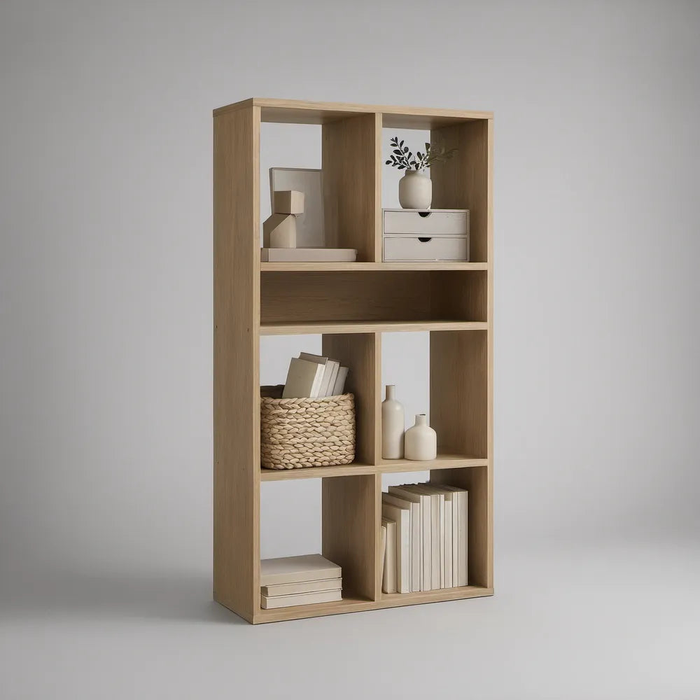 Natural Oak 7-Cubby Storage Organizer, 31.5 x 11.8 x 70.9 in