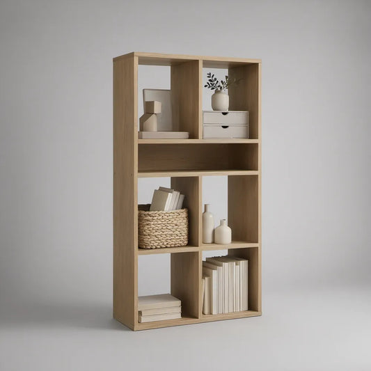 Natural Oak 7-Cubby Storage Organizer, 31.5 x 11.8 x 70.9 in