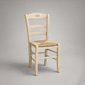 Solid Beech Wood Ladder Back Chair with Natural Paper Cord Seat, Ivory/Natural Beige, 17.7 x 16.5 x 38.6 in
