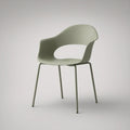 Sage Green Polypropylene Dining Armchair with Steel Legs, 56 x 55 x 80 cm