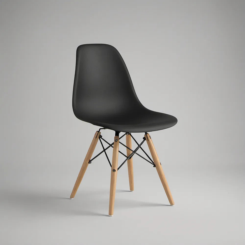 Black and Natural Curved Shell Dining Chair, 20.5 x 20.5 x 32 in