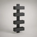 Wall-Mounted 4-Tier Black MDF Storage Shelf, 15.7 x 7.9 x 47.2 in