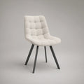 Ivory Tufted Upholstered Dining Chair with Black Steel Legs, 18.1 x 22.0 x 33.9 in