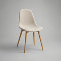 Cream Upholstered Dining Chair with Natural Rubberwood Legs, 18 x 21 x 33.5 in