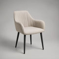 Beige Upholstered Dining Armchair with Black Steel Legs, 24.4 x 23.6 x 32.7 in