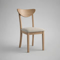 Solid Oak Upholstered Dining Chair with Curved Back, Natural Oak/Beige, 18.5 x 21 x 31.5 in