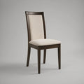 Cream Upholstered Dining Chair with Dark Brown Solid Rubberwood Frame, 18 x 22 x 40 in