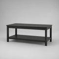 Black Rectangular Coffee Table with Storage Shelf, 43.3 x 21.7 x 17.7 in