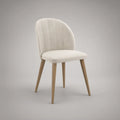 Beige Boucle Upholstered Dining Chair with Natural Rubberwood Legs, 20.5 x 22 x 33.5 in