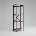 4-Tier Open Bookcase with Steel Frame and Engineered Wood Shelves, Brown/Black, 23.6 x 13.8 x 63 in